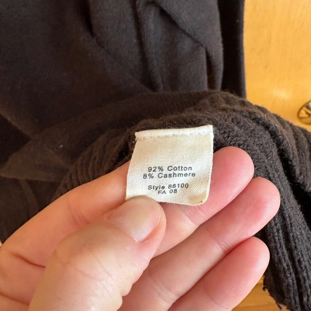 J Crew Oar Mens Dark Brown Cotton Cashmere Blend Quarter Zip Sweater Size‎ M